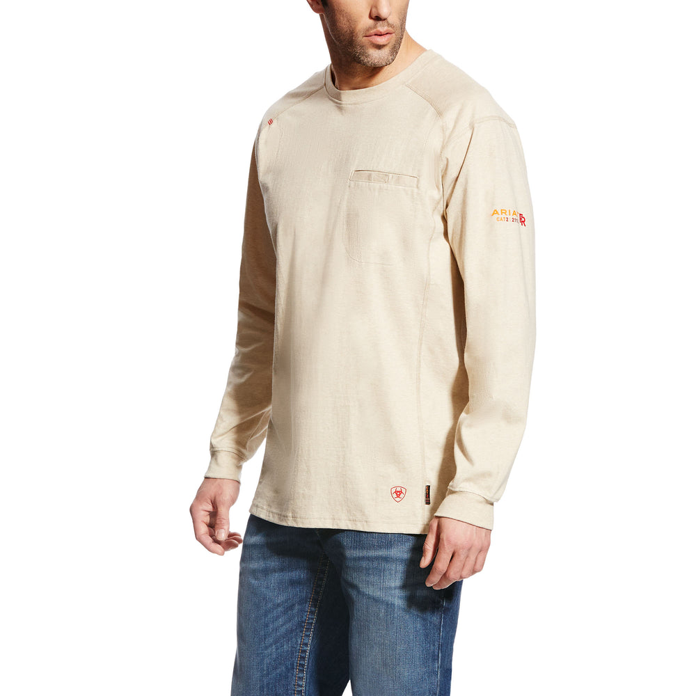 Ariat FR Men's Flame Resistant Sand Heather Air Crew T-Shirt 10022328