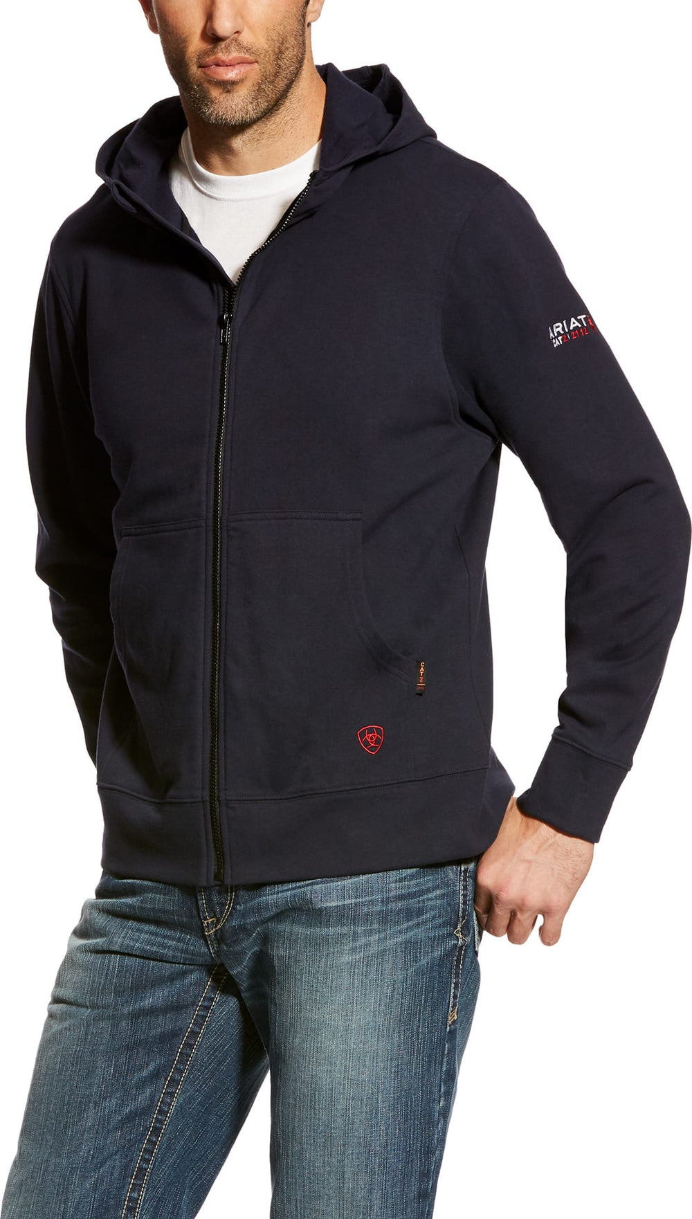 Ariat FR 10023979 Navy Durastretch Zip Up Hooded Sweatshirt