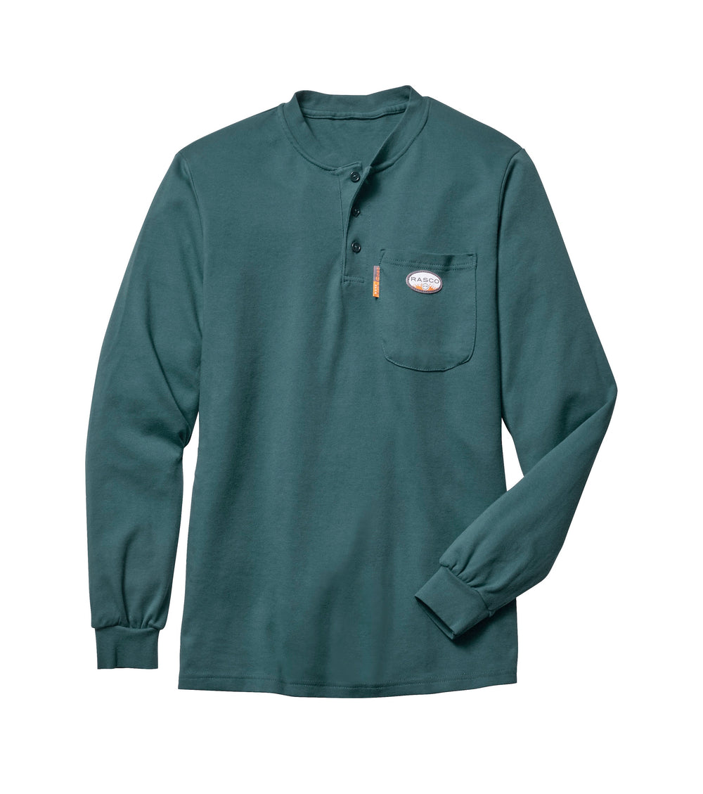 Rasco FR Hunter Green Long Sleeve Henley T-Shirt FR0101GN