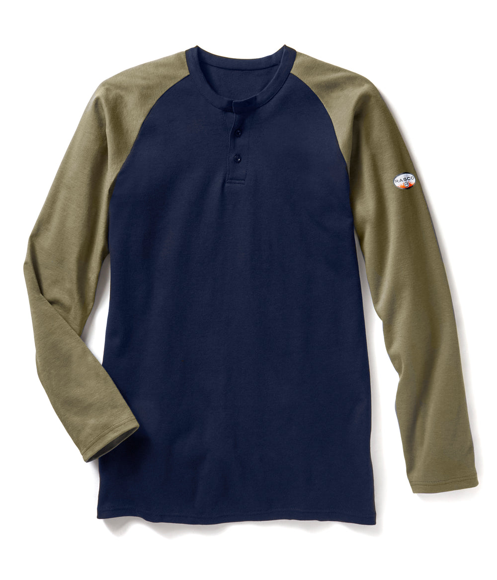 Rasco FR Men's Khaki/Navy Long Sleeve Henley T-shirt FR0401KH/NV