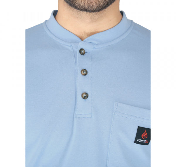 Forge FR Men's Light Blue Henley MFRHNLY-004-LT Blue