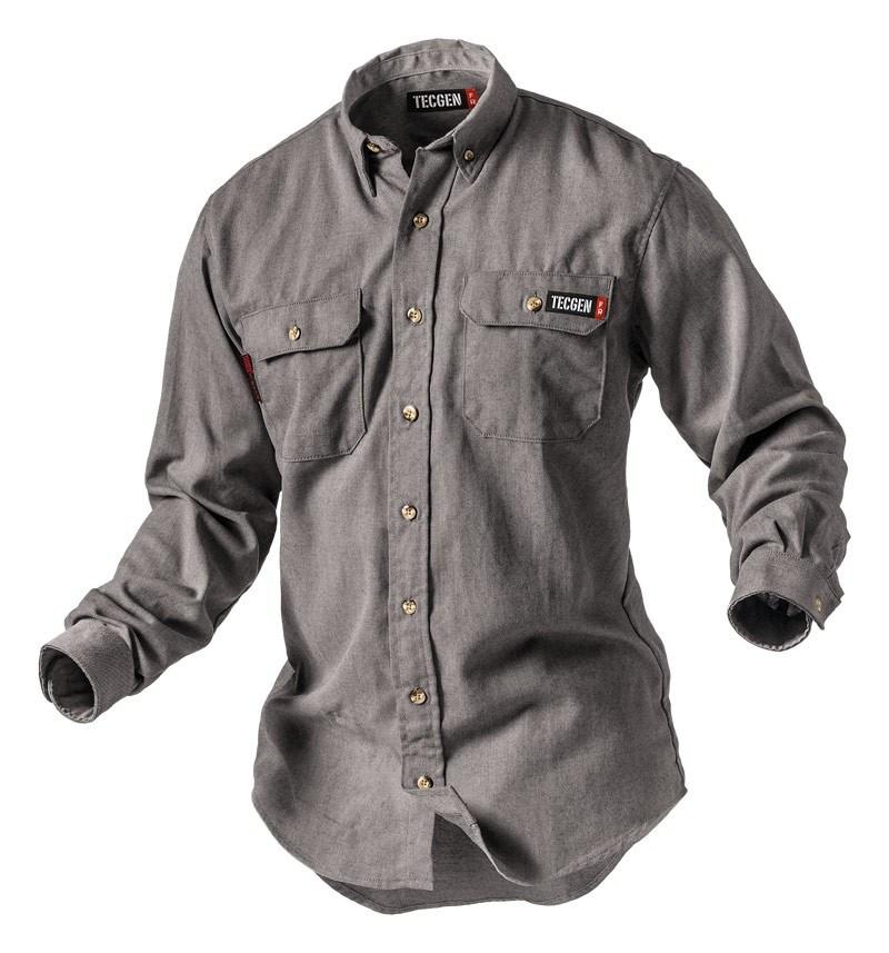 Tecgen FR Men's Gray Lightweight 5.5oz Work Shirt TCG011502