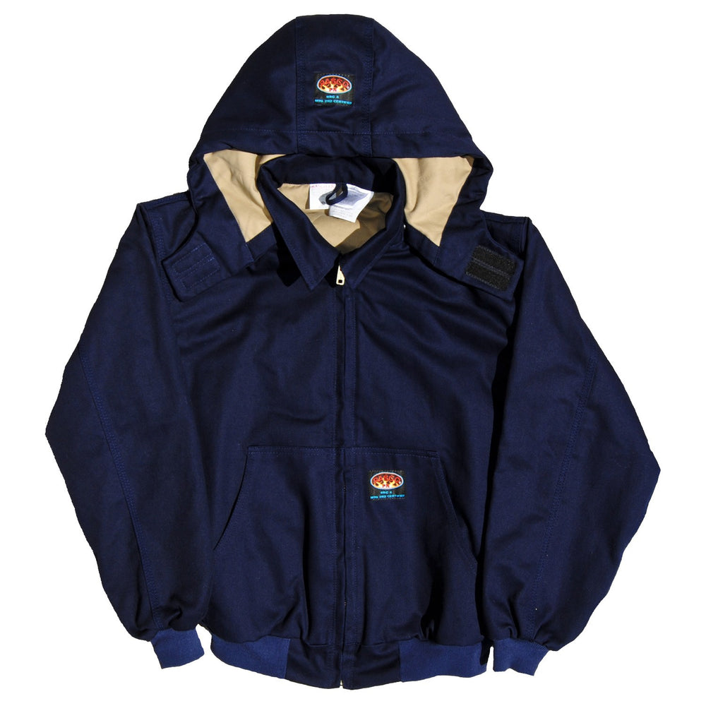 Flame Resistant Hooded Navy Twill Mod Acrylic Hooded Jacket - NJFQ2210