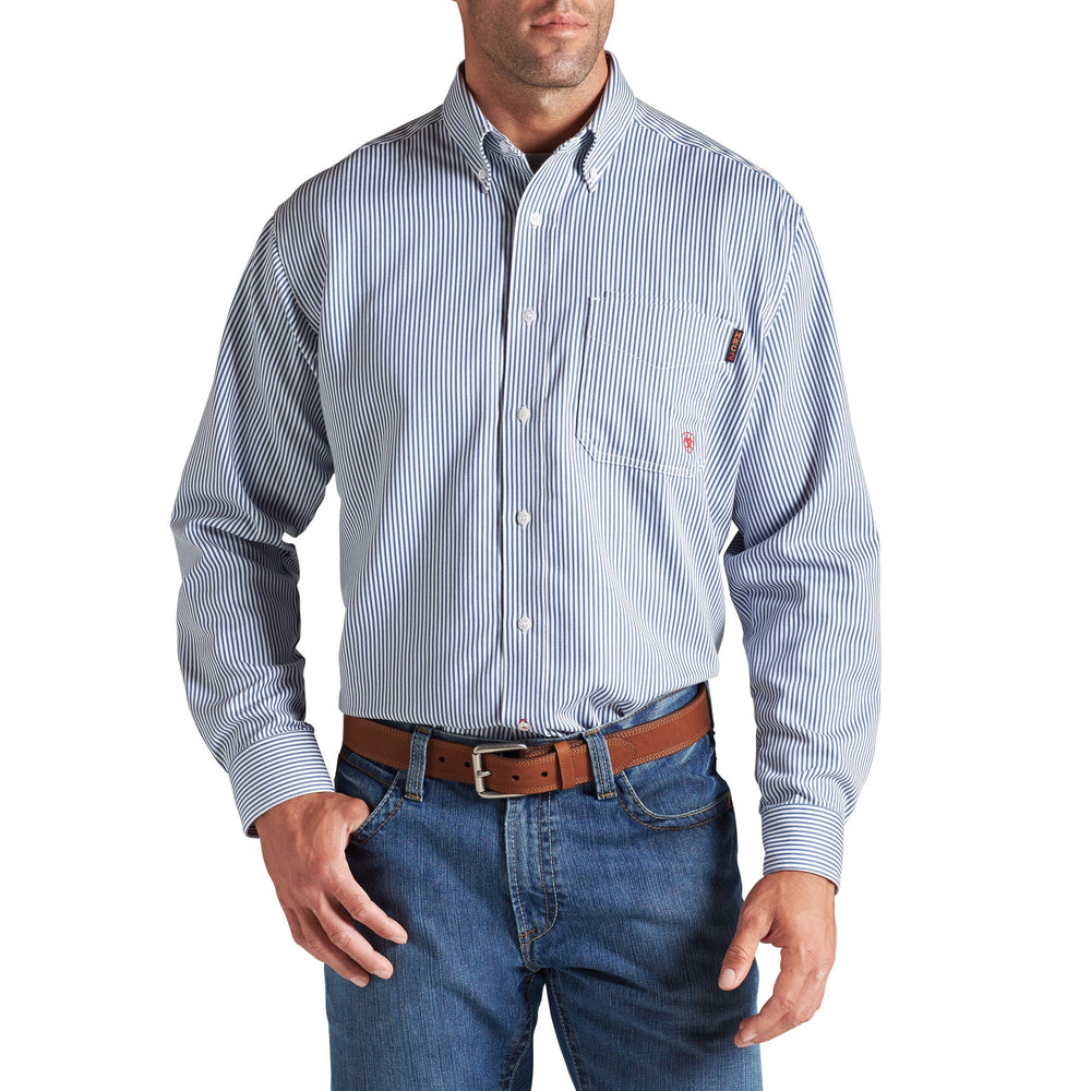 Ariat Men's FR Bold Blue Striped Work Shirt -10012250