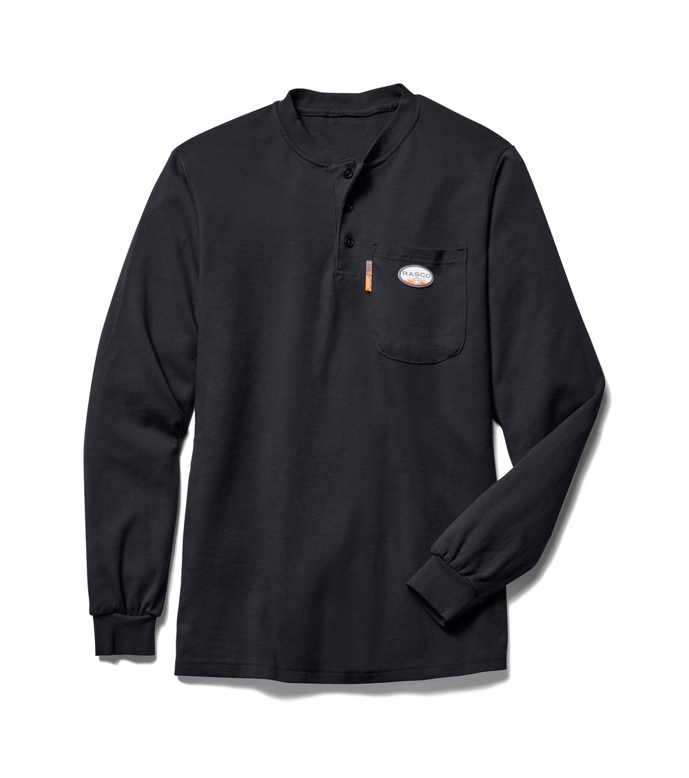 Rasco FR Men's Black Long Sleeve Henley T-Shirt FR0101BK