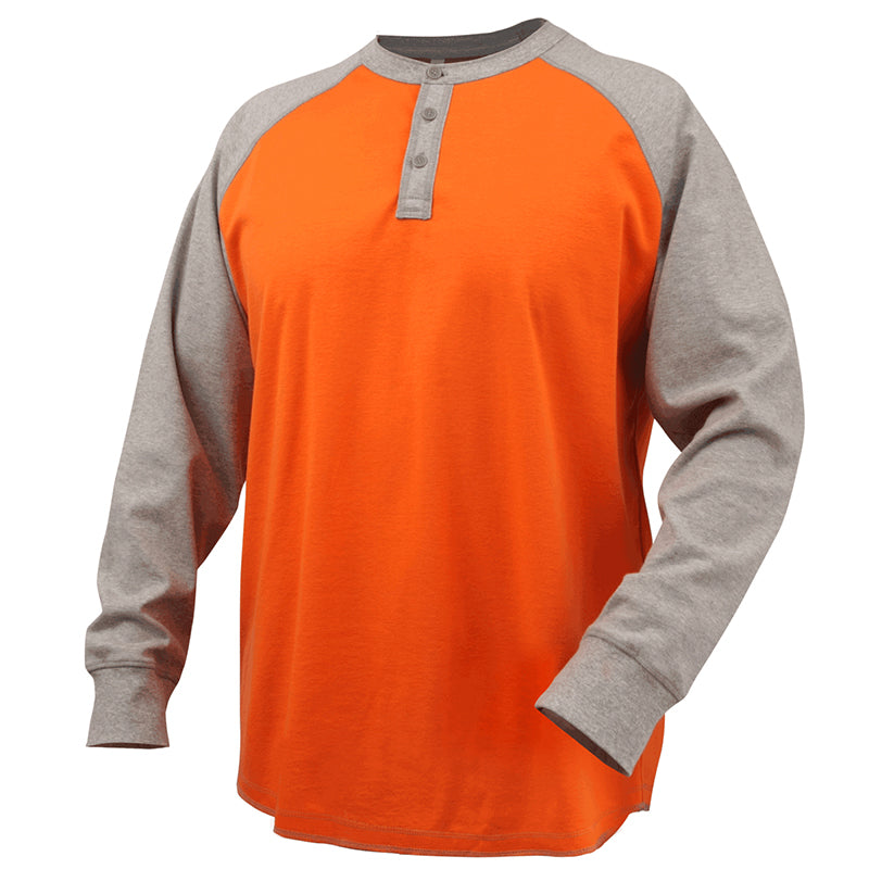 Black Stallion 7 oz. Gray/Orange Flame Resistant Cotton Jersey Henley TF2520-GO