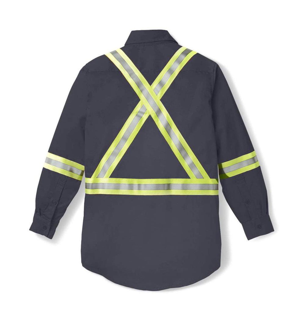 Rasco FR Men's Gray Light Weight Work Shirt W/ Reflective Striping FR1403GY Back