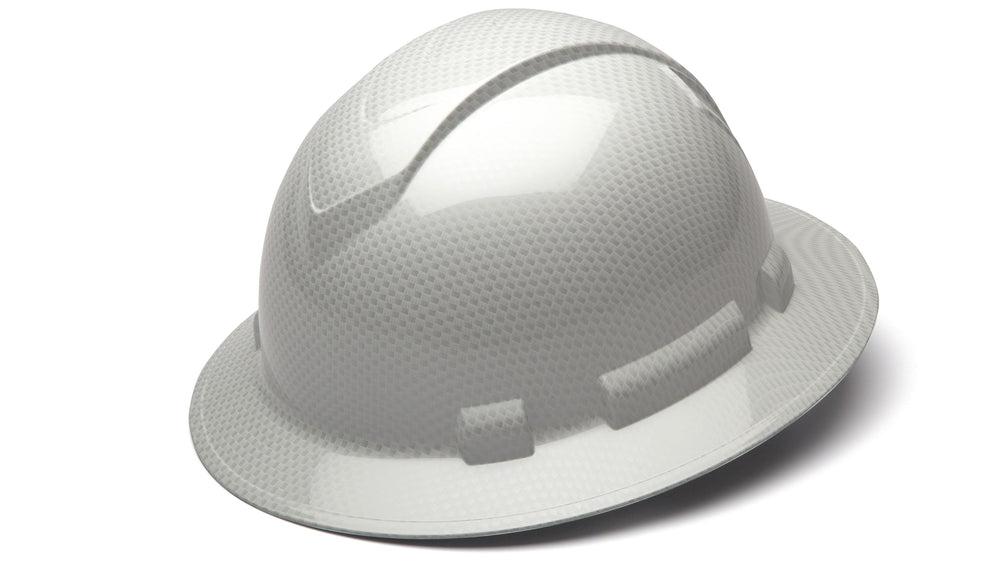 Shiny White Ridgeline Full Brim Hard Hat