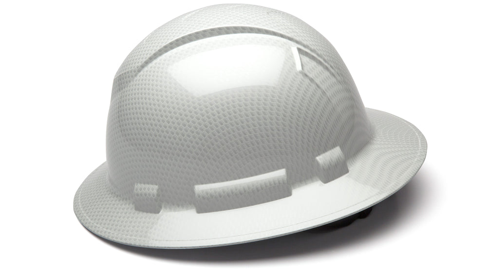 Shiny White Ridgeline Full Brim Hard Hat