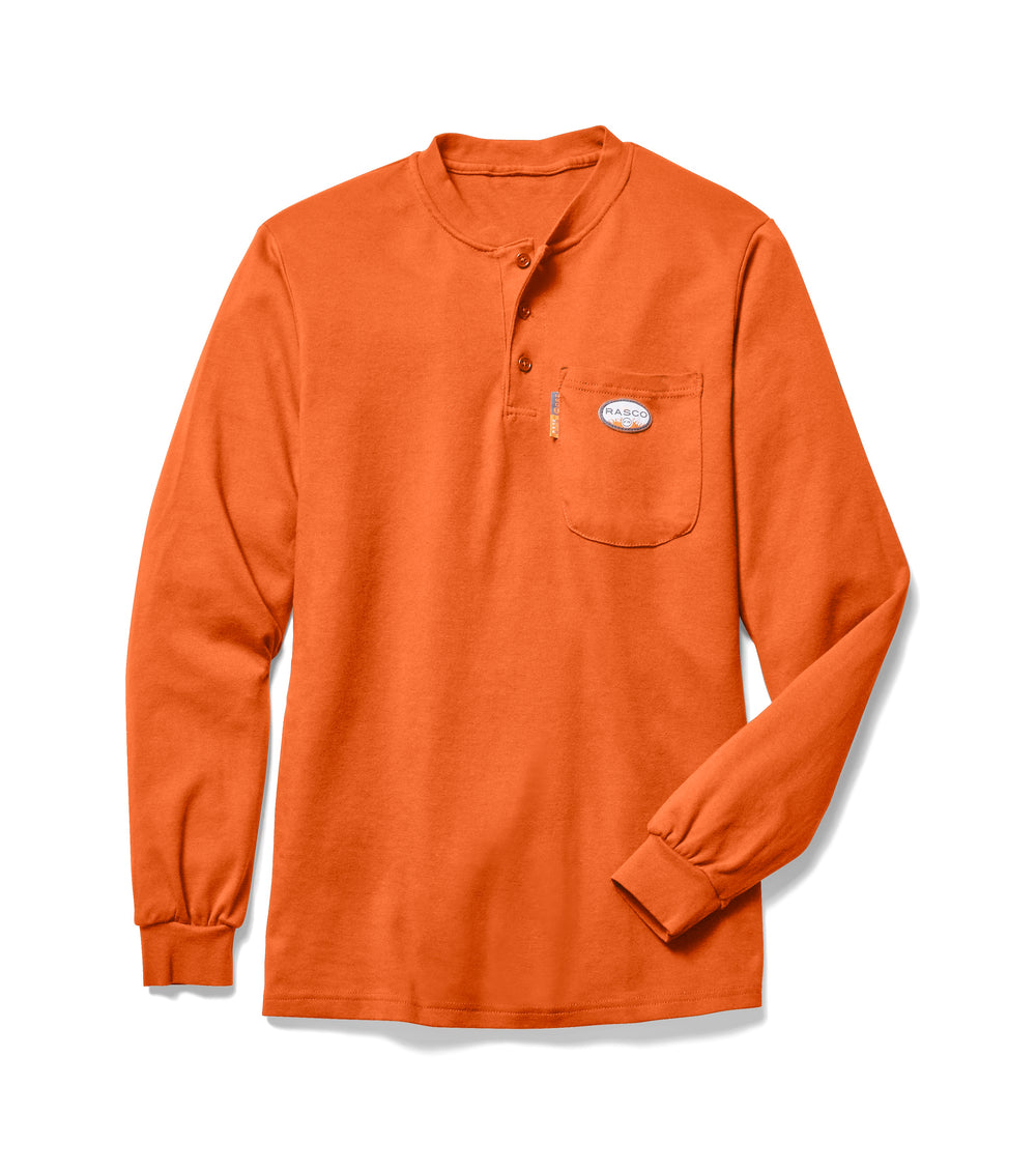 Rasco FR Men's Orange Long Sleeve Henley T-Shirt FR0101OR