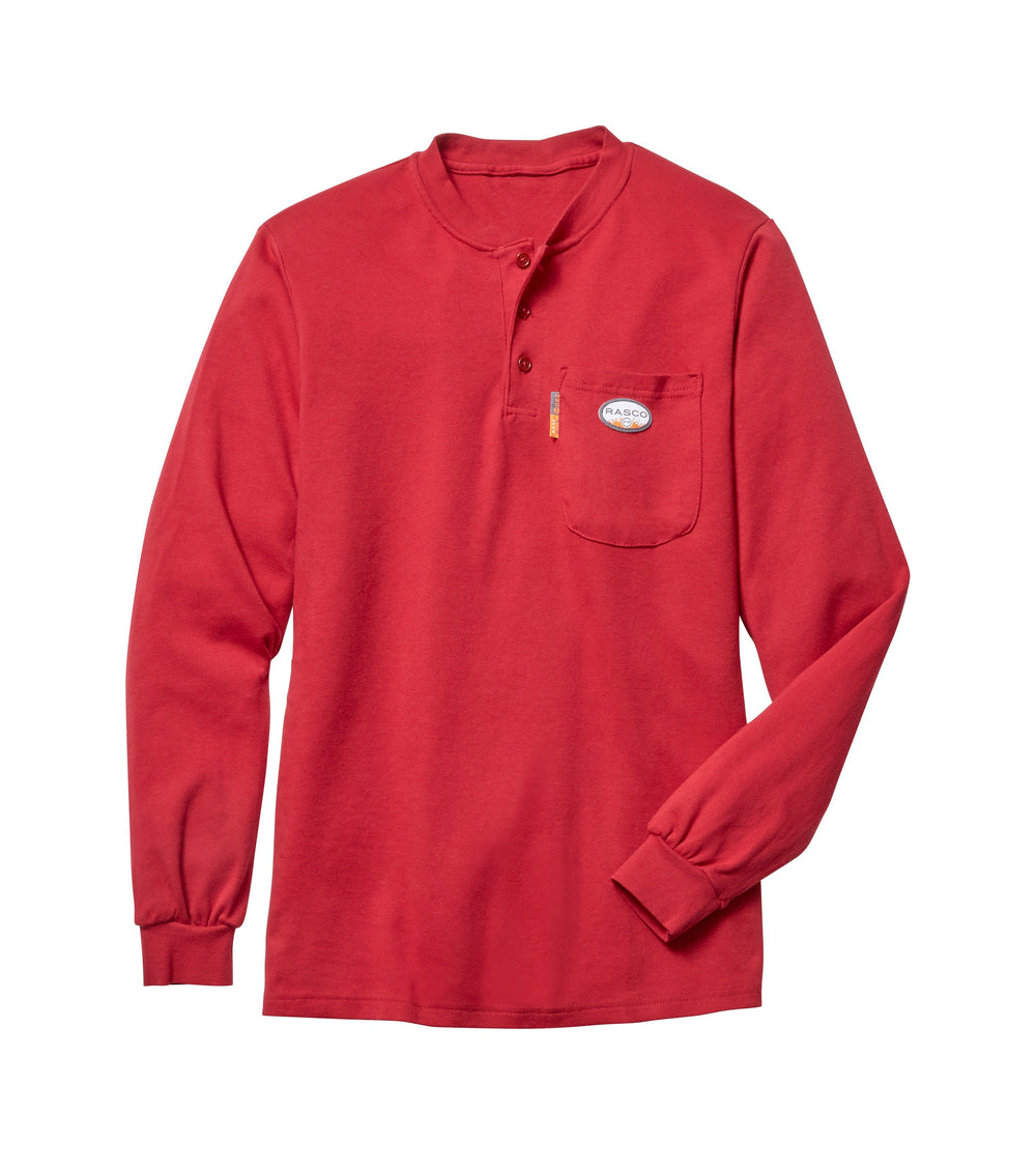 Rasco FR Men's Red Long Sleeve Henley T-Shirt FR0101RD