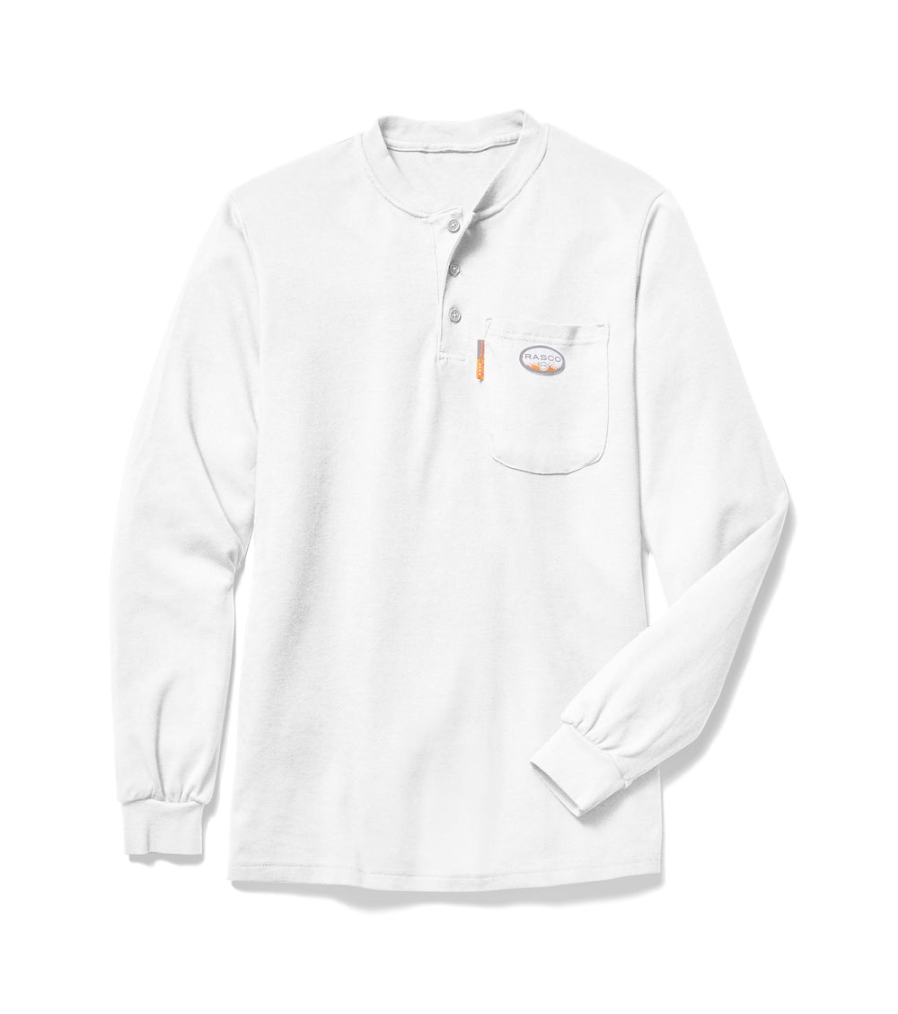 Rasco FR Men's White Long Sleeve Henley T-Shirt FR0101WH