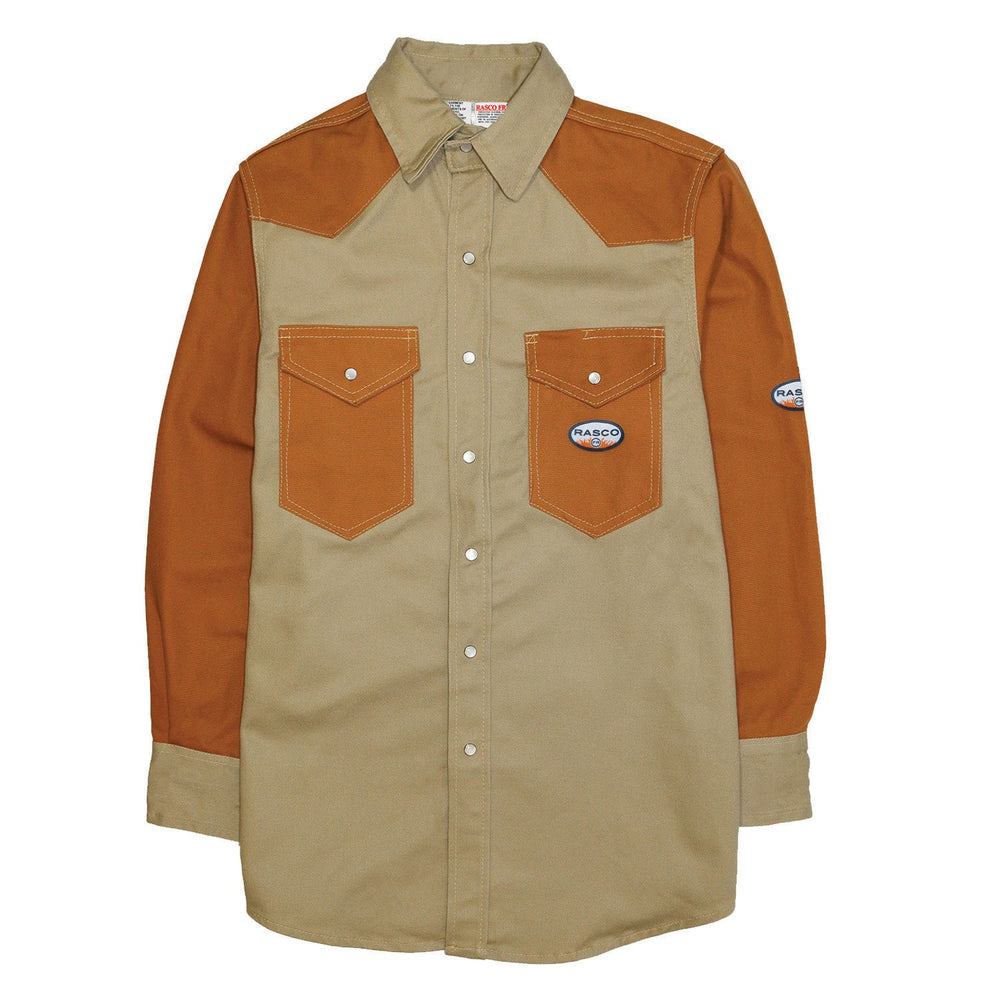 Rasco FR Khaki-Brown Duck Two Tone Work Shirt FR1104DK/KH