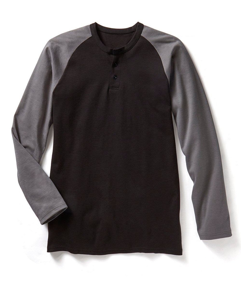 Rasco FR Grey/Black Long Sleeve Henley T-shirt FR0401GY/BK