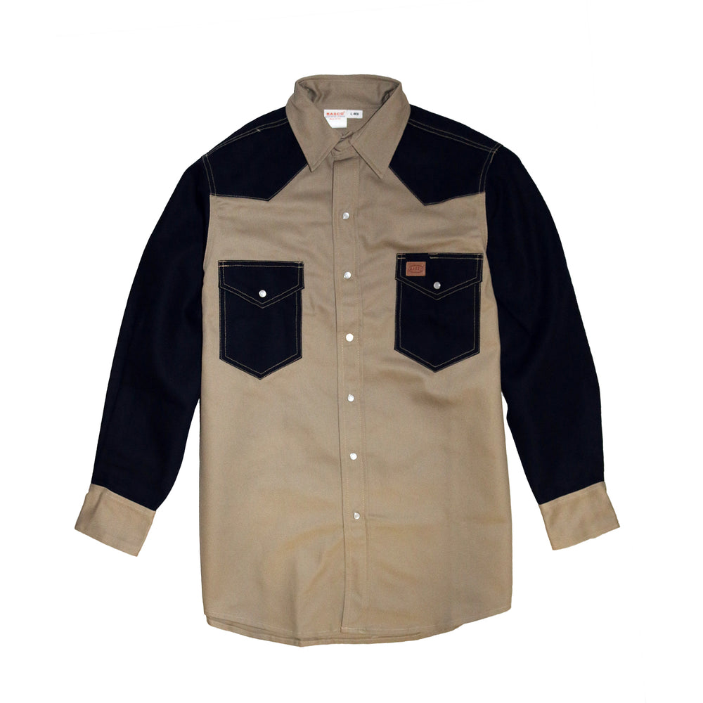 Khaki - Black Duck Two Toned Non FR Work Shirt - KB1250