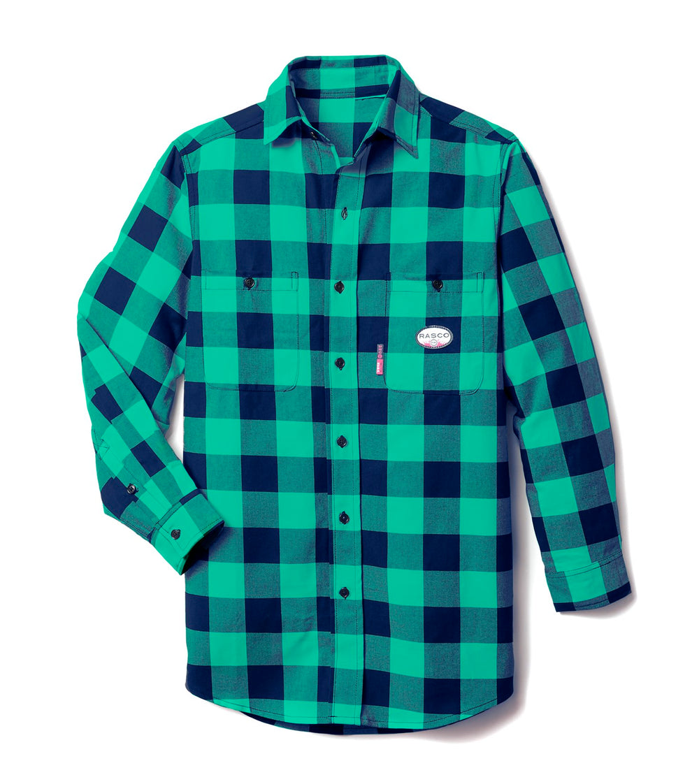 Rasco FR Navy and Green Buffalo Plaid Work Shirt FR0824NV/GN was Previously PNG767