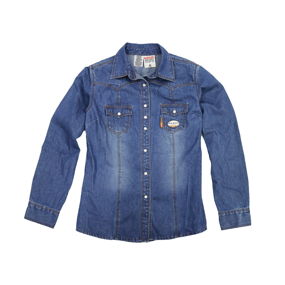 Women's Flame Resistant Blue Denim Work Shirt - W-DFR751